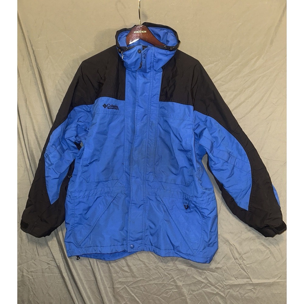 COLUMBIA Omni-Tech INTERCHANGE WINDBREAKER JACKET Royal‎ Navy Blue Nylon MEN'S L
